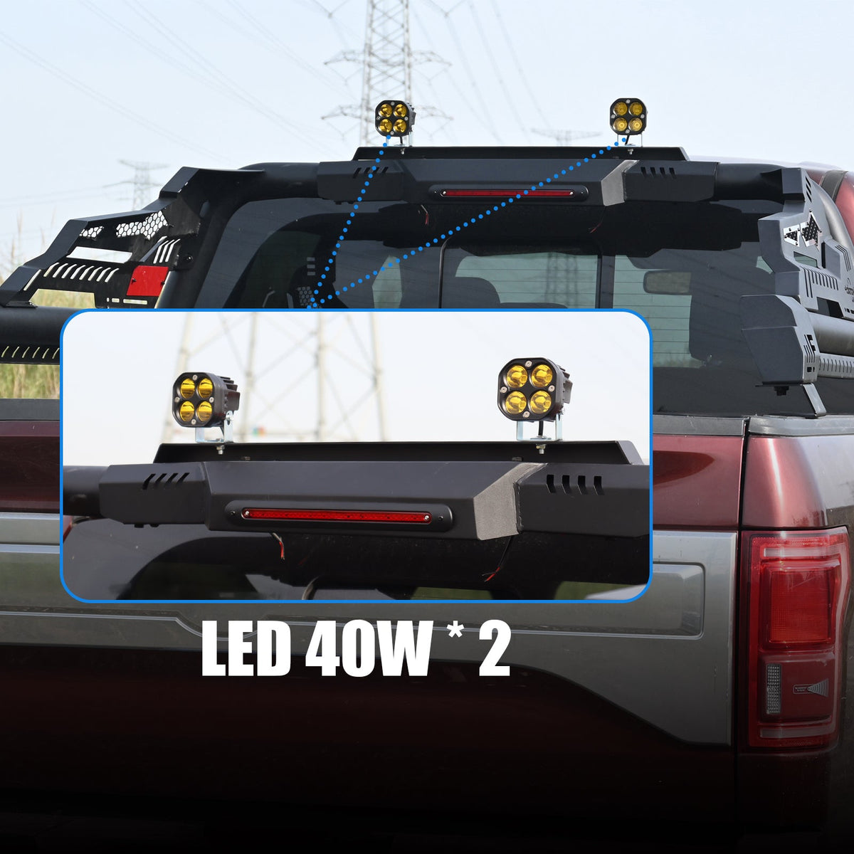 Adjustable Steel Truck Bed Roll Bar with Cargo Stability - Black