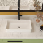 Modern Ceramic Rectangular Bathroom Vessel Sink with European Design - White or Black