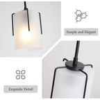Adjustable Cylindrical Pendant Light with Frosted Glass Shade - Black or Gold