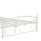 Queen Size Metal Bed Frame with Flower Headboard and Footboard
