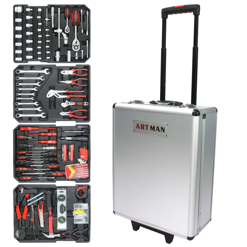 899 Piece Home Repair Tool Set with Rolling Toolbox - Pearl Silver or Black