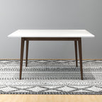 Rectangular Modern Dining Table with Solid Wood Construction – Dark Brown or White
