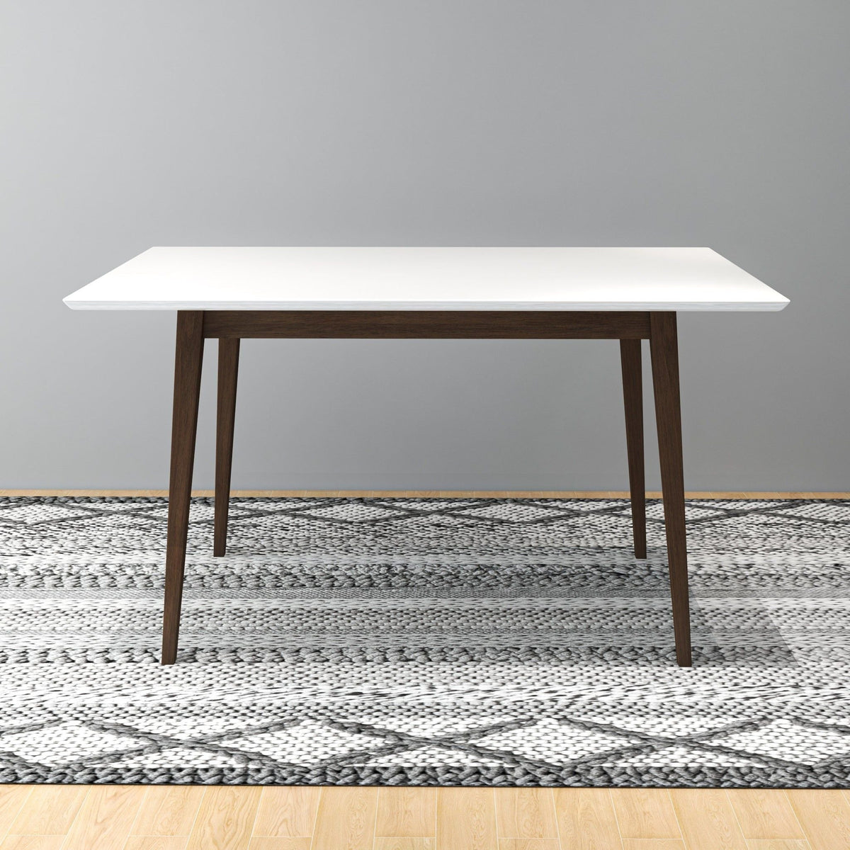 Rectangular Modern Dining Table with Solid Wood Construction – Dark Brown or White