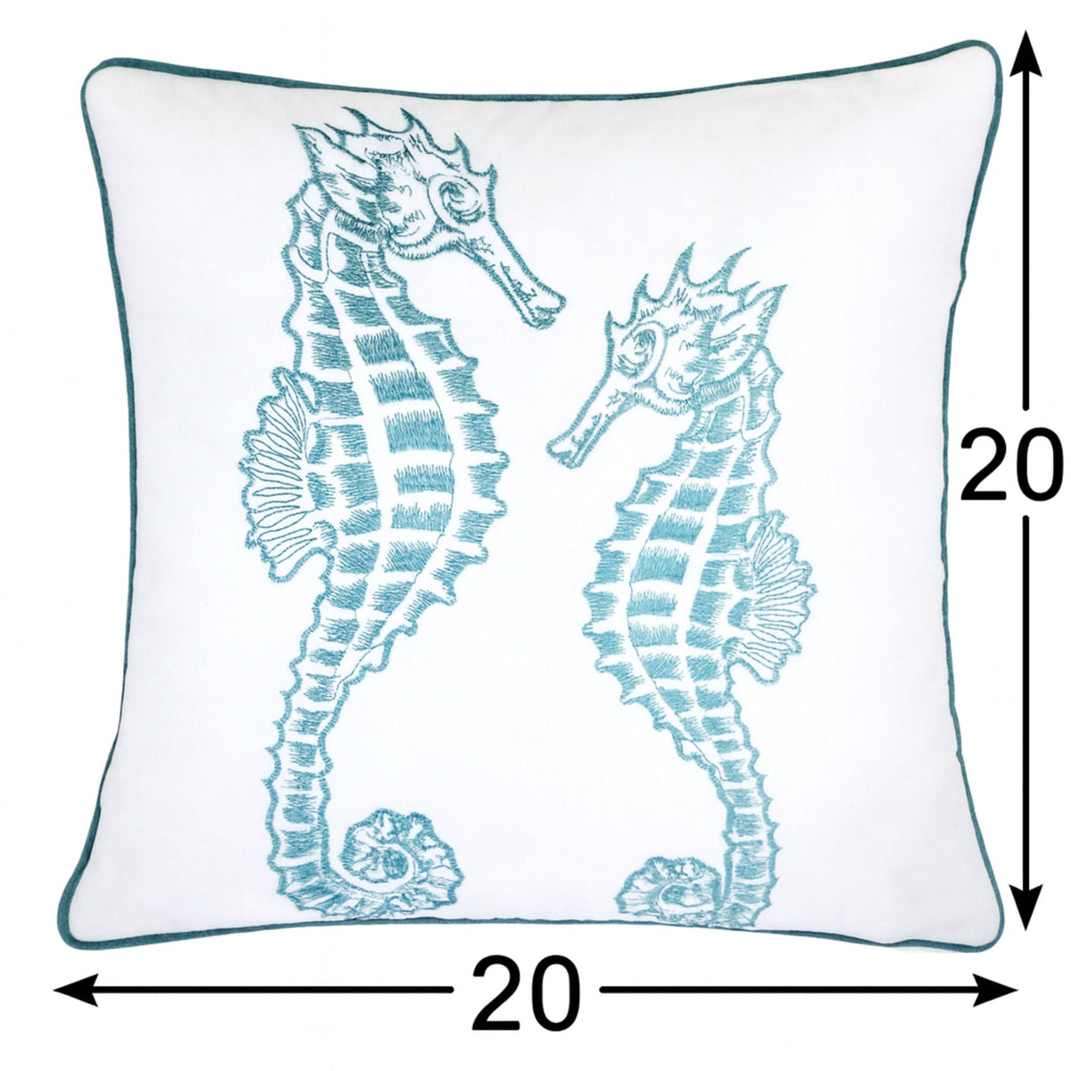 Seahorses Pillow Cover with Matching Back – 20x20 Inch Accent Pillow