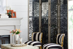 Herero 4 Panel Decorative Room Divider with Glass and MDF - Black