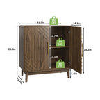 Sideboard Buffet Cabinet with Carved Doors and Adjustable Shelf - Dark Brown