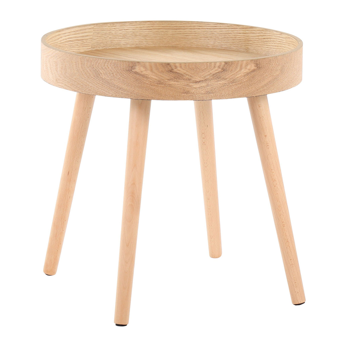 Pebble Mid-Century Modern Side Table Set with Tapered Legs - Natural