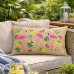 Summer Outdoor Lumbar Flamingo Pillows - Multi