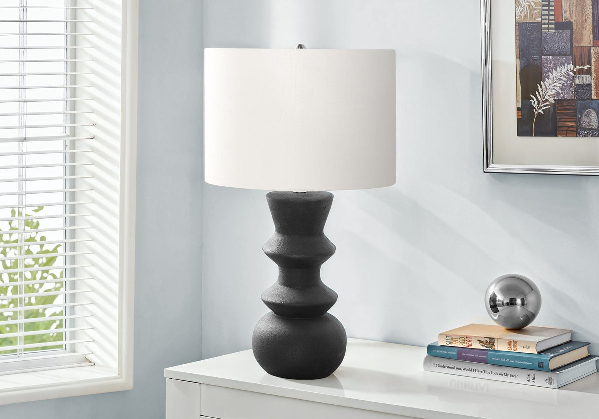 Contemporary Ceramic Table Lamp with Fabric Shade - Black or Beige