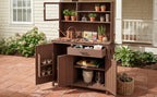 Solid Fir Wood Potting Bench with Hutch - Brown or Gray