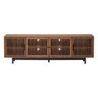 Walnut TV Stand with Closed Storage & Cable Management - Soft-Closing Hinges