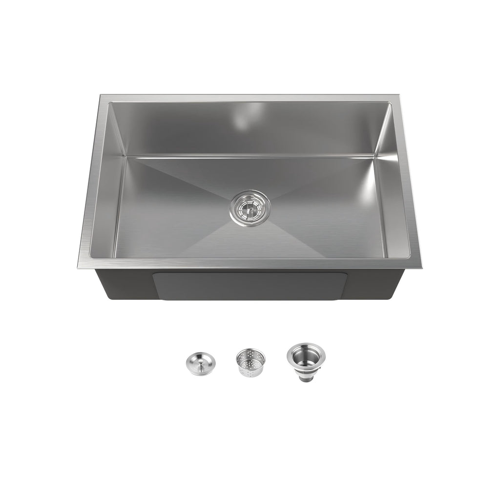 Stainless Steel Kitchen Sink with Single Bowl - Brushed Nickel