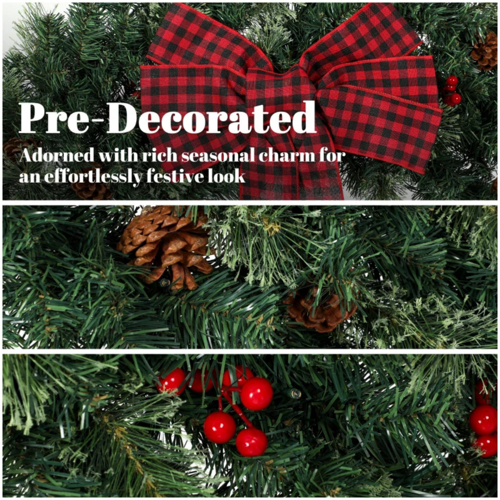 36 Inch Prelit Crestwood Spruce Christmas Wreath with Bow