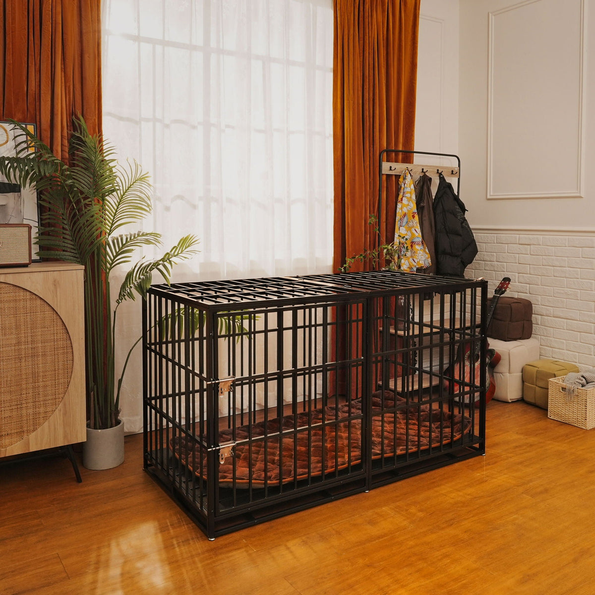 Extra Large Heavy Duty Dog Crate with Removable Pans - Black