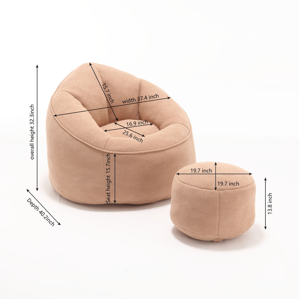 High Pressure Foam Bean Bag Sofa Chair with Footrest – Multiple Colors