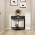 Demi Lune Console Table with 2 Storage Drawers - White, Dark Gray, Dark Brown