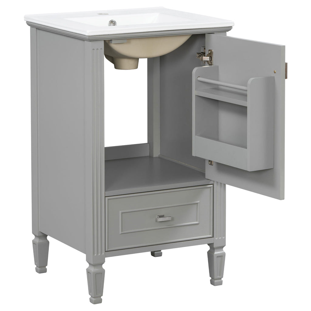 Retro Bathroom Vanity With Sink with Soft-Closing Doors - Green or Dark Gray