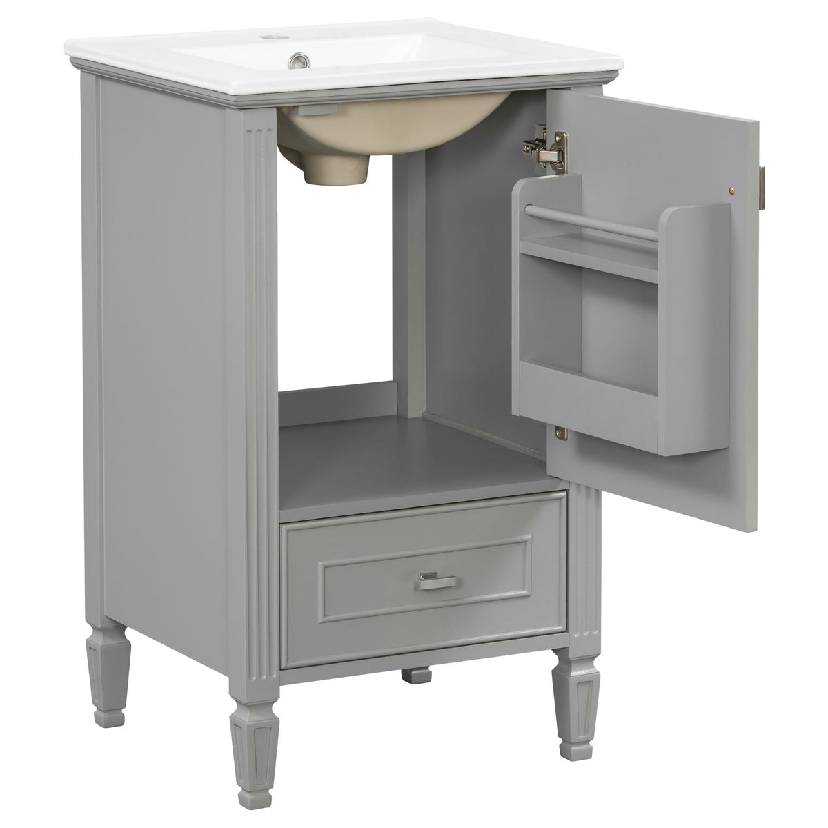 Retro Bathroom Vanity With Sink with Soft-Closing Doors - Green or Dark Gray