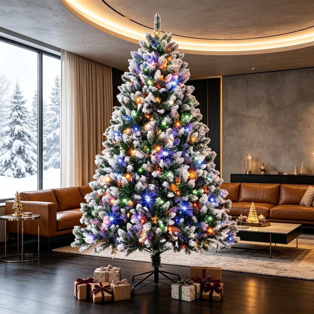 7.5 ft Pre-Lit Artificial Christmas Tree with 400 LED Lights - White Tips