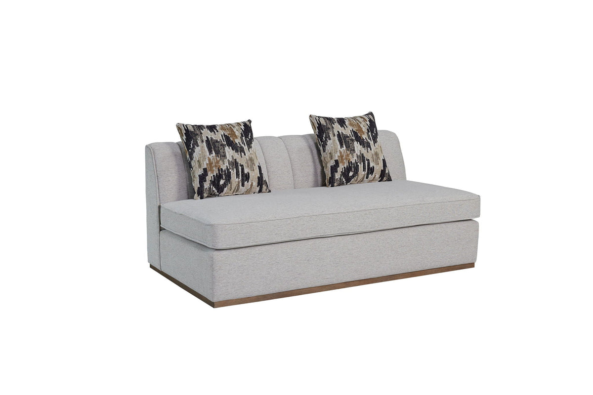 Channel Armless Loveseat with Dacron-Wrapped Cushions - Off White