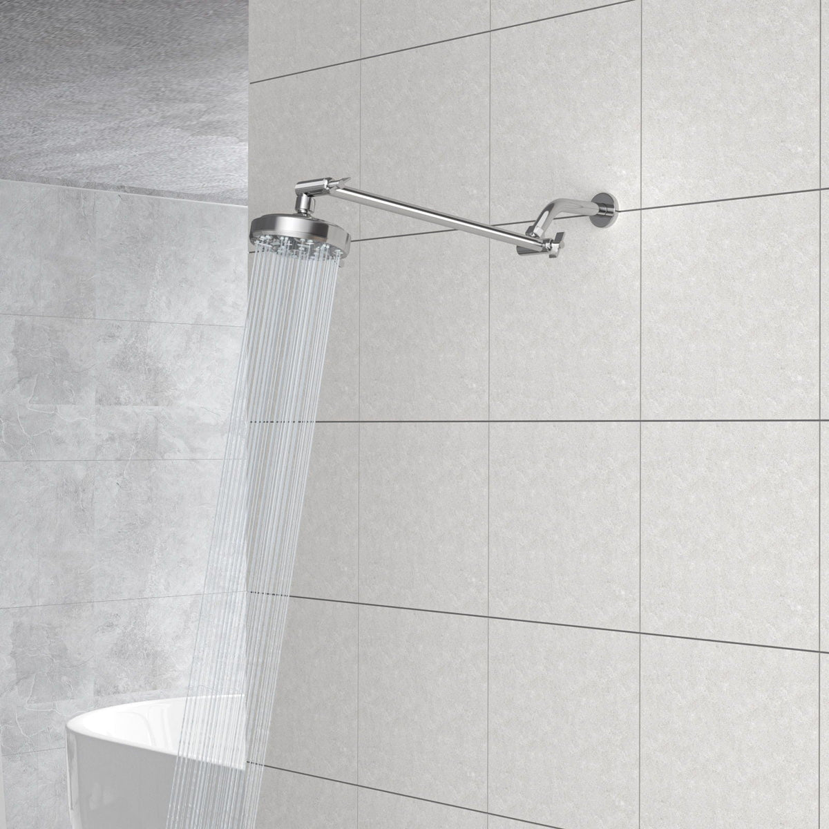 Stainless Steel Shower Arm Extension with 360° Rotation - Black or Pearl Silver
