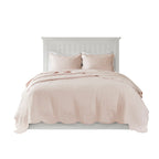 Reversible Scalloped Edge Quilt Set with Lightweight Microfiber - Blush
