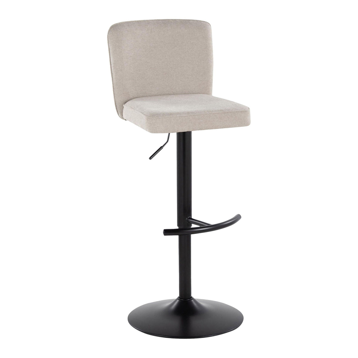 Contemporary Adjustable Barstool Set with Swivel and Rounded T Footrest - Black, White, Beige