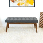 Modern Bench with Velvet Upholstery - Gray