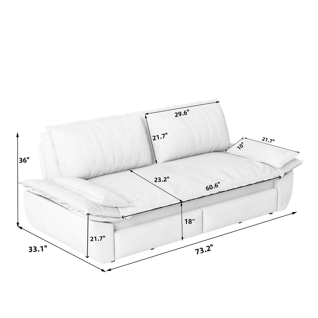 Grey Velvet Queen Pull Out Sofa Bed with 3-in-1 Convertible Design