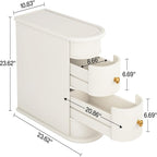 Narrow 2 Drawer End Table with Child-Safe Edges - Dark Brown or White