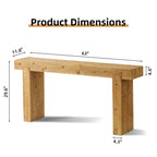 Solid Wood Console Table with Rustic Farmhouse Style – Natural Wood