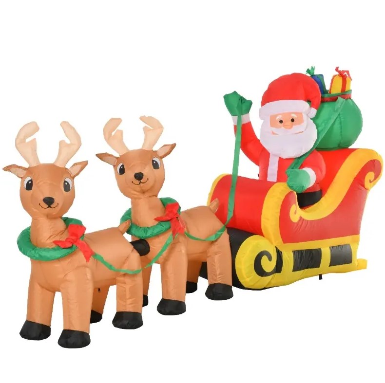 Outdoor Inflatable Santa Claus Decoration with LED Lights - Christmas