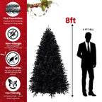 6-Foot Pre-Lit Black Christmas Tree with 350 LED Lights - Black