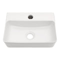 Ceramic Rectangle Wall Mount Bathroom Sink with Single Faucet Hole - White