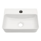 Ceramic Rectangle Wall Mount Bathroom Sink with Single Faucet Hole - White