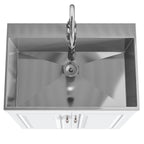 Deluxe Laundry Cabinet with Pull-Out Faucet and Stainless Steel Sink - White