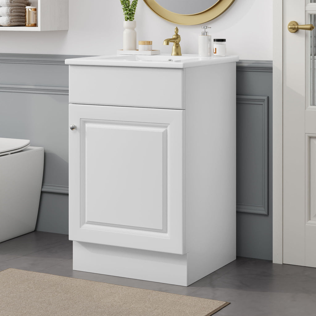 Bathroom Vanity with Sink and Adjustable Shelf - Multiple Colors