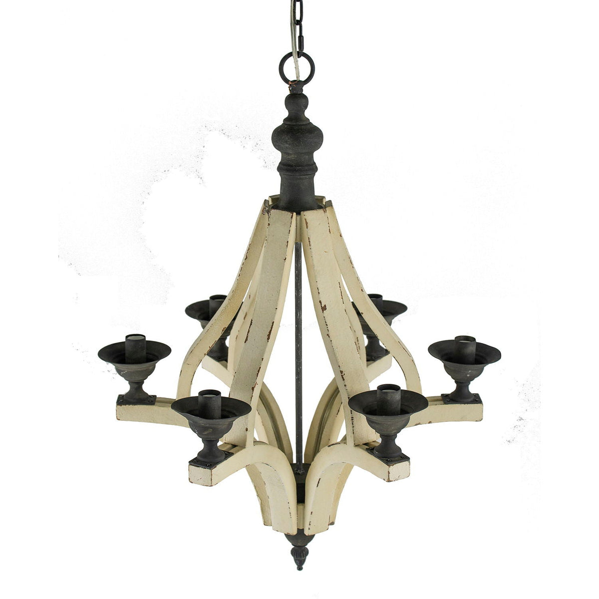 6 Light Wood Chandelier