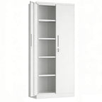 Steel Garage Storage Cabinet with Adjustable Shelves and Lock – Black or White