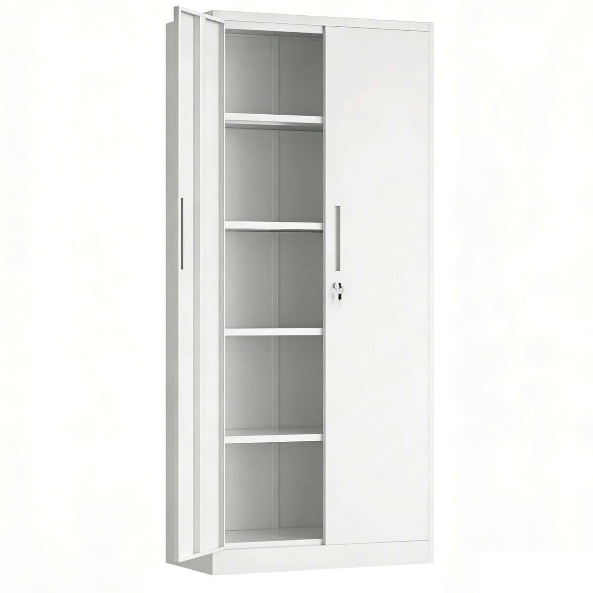 Steel Garage Storage Cabinet with Adjustable Shelves and Lock – Black or White
