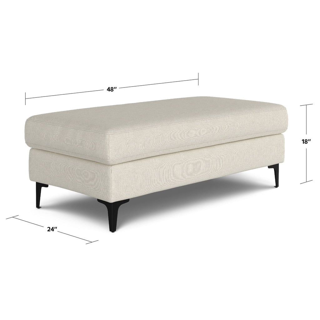 Versatile Mid Century Ottoman with Eco-Friendly Upholstery - Beige or Dark Gray