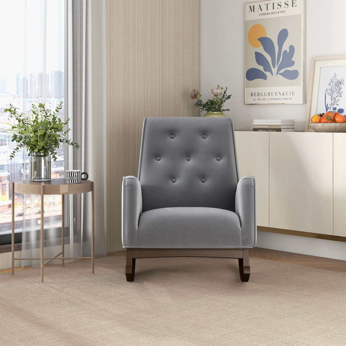 Demetrius Solid Wood Rocking Chair - Multiple Colors