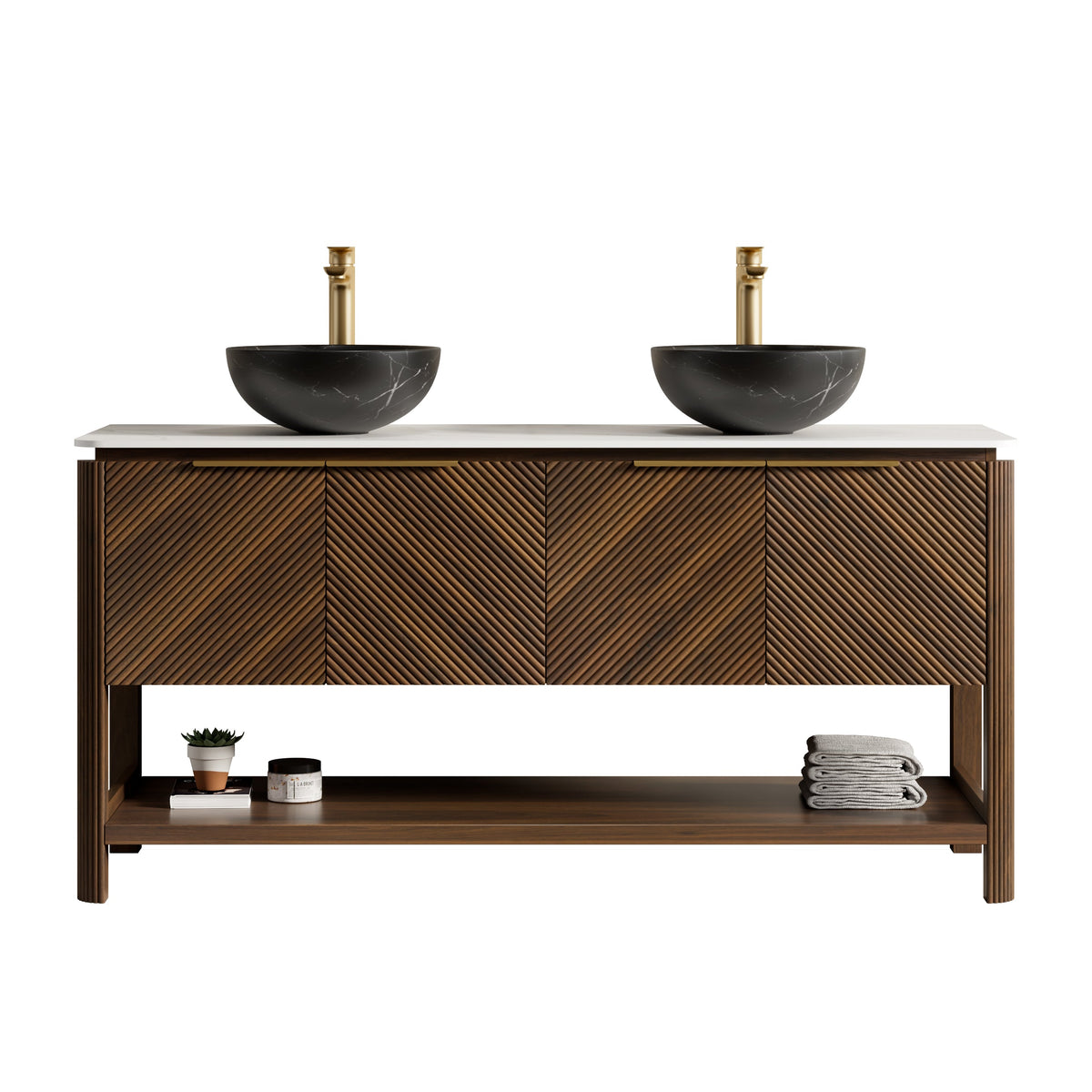 Indigo 60" Bathroom Vanity with Sinter Stone Countertop - Indigo