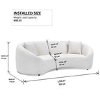 Curved 3 Seater Sofa for Living Room with Deep Seating - White