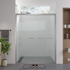 Aluminum Frame Double Sliding Shower Door with Clear Tempered Glass - Chrome