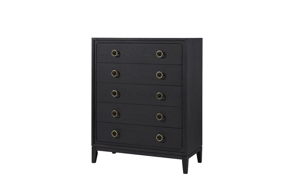 5 Drawer Chest Ample Storage with Cedar & Felt-Lined Drawers - Black or Light Brown