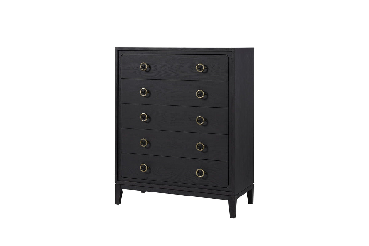 5 Drawer Chest Ample Storage with Cedar & Felt-Lined Drawers - Black or Light Brown