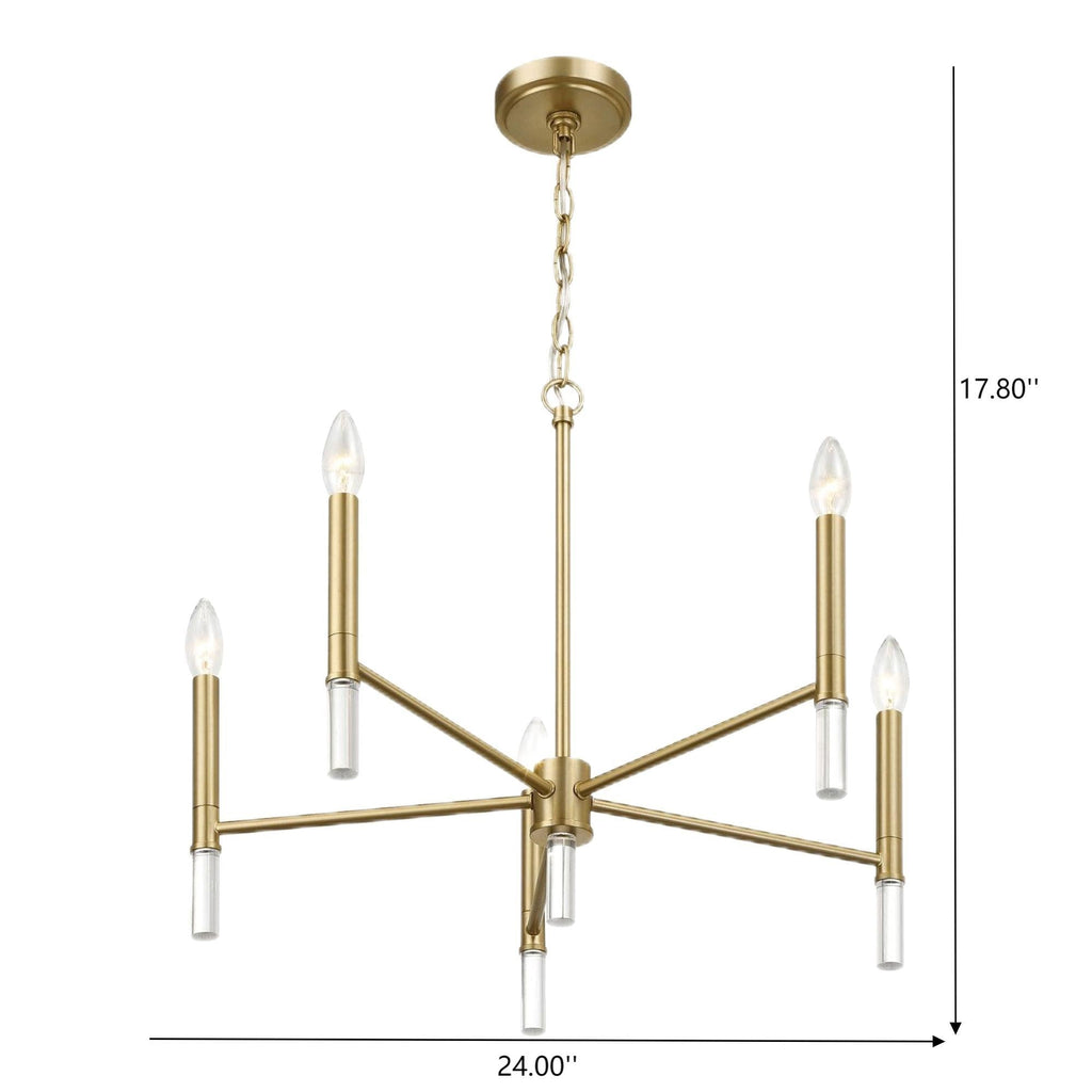 Courtyard 5 Light Candle Chandelier - Clear / Gold