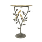 Metal Dual Bird Side Table with Round Tray - Gold