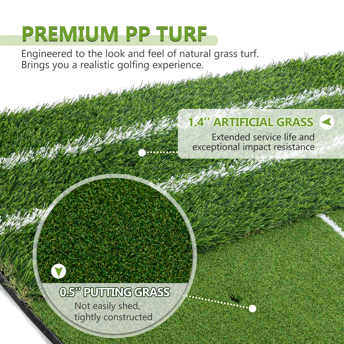 5'x4' Golf Hitting Mat with Guide Line - Heavy Duty Turf Practice